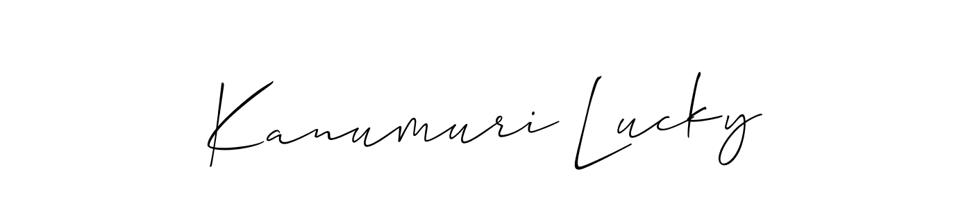 Make a beautiful signature design for name Kanumuri Lucky. With this signature (Allison_Script) style, you can create a handwritten signature for free. Kanumuri Lucky signature style 2 images and pictures png