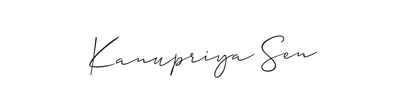 How to Draw Kanupriya Sen signature style? Allison_Script is a latest design signature styles for name Kanupriya Sen. Kanupriya Sen signature style 2 images and pictures png