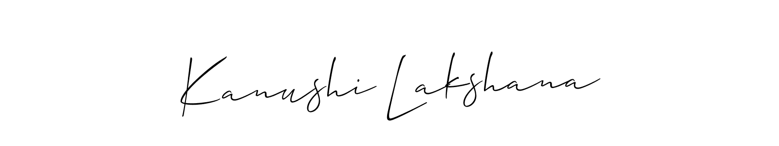 How to make Kanushi Lakshana name signature. Use Allison_Script style for creating short signs online. This is the latest handwritten sign. Kanushi Lakshana signature style 2 images and pictures png