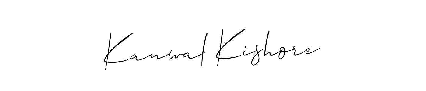 Allison_Script is a professional signature style that is perfect for those who want to add a touch of class to their signature. It is also a great choice for those who want to make their signature more unique. Get Kanwal Kishore name to fancy signature for free. Kanwal Kishore signature style 2 images and pictures png