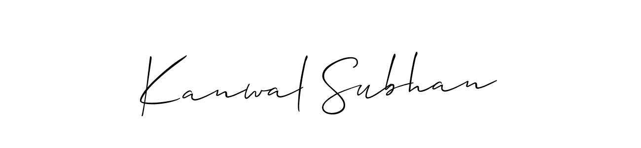 How to make Kanwal Subhan signature? Allison_Script is a professional autograph style. Create handwritten signature for Kanwal Subhan name. Kanwal Subhan signature style 2 images and pictures png