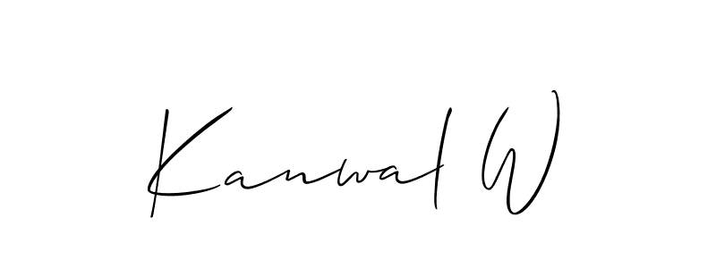 Also You can easily find your signature by using the search form. We will create Kanwal W name handwritten signature images for you free of cost using Allison_Script sign style. Kanwal W signature style 2 images and pictures png