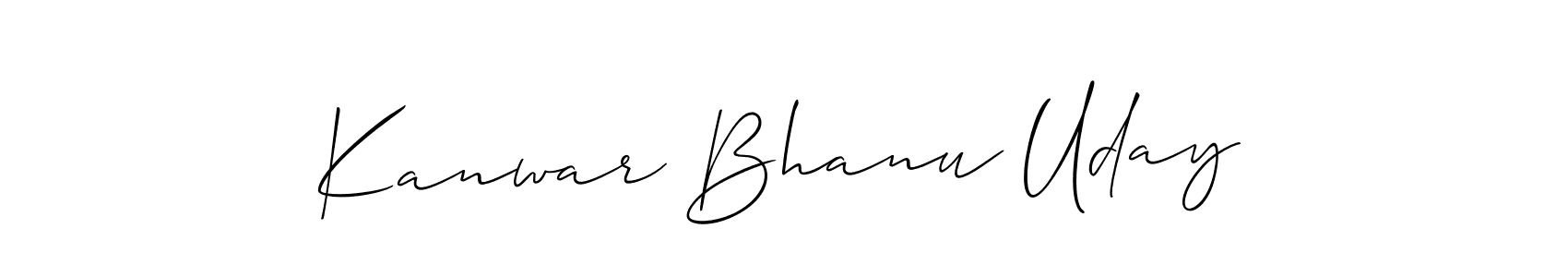 The best way (Allison_Script) to make a short signature is to pick only two or three words in your name. The name Kanwar Bhanu Uday include a total of six letters. For converting this name. Kanwar Bhanu Uday signature style 2 images and pictures png