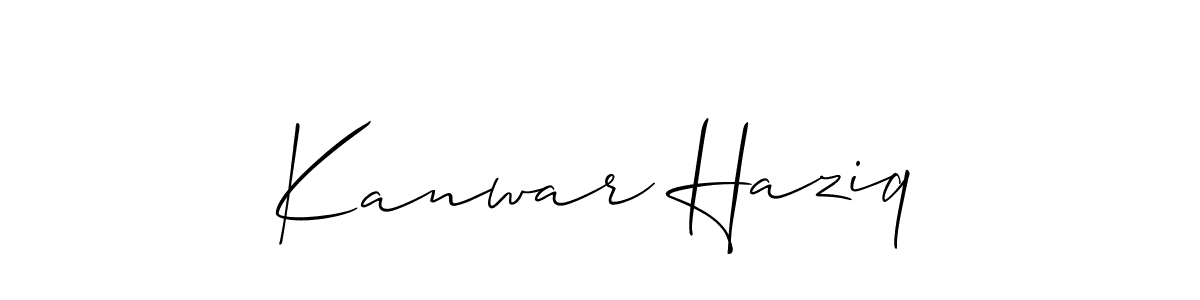 Also You can easily find your signature by using the search form. We will create Kanwar Haziq name handwritten signature images for you free of cost using Allison_Script sign style. Kanwar Haziq signature style 2 images and pictures png