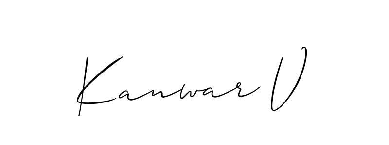 How to make Kanwar V name signature. Use Allison_Script style for creating short signs online. This is the latest handwritten sign. Kanwar V signature style 2 images and pictures png