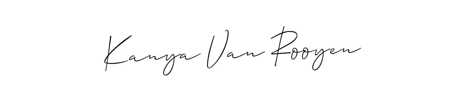Allison_Script is a professional signature style that is perfect for those who want to add a touch of class to their signature. It is also a great choice for those who want to make their signature more unique. Get Kanya Van Rooyen name to fancy signature for free. Kanya Van Rooyen signature style 2 images and pictures png