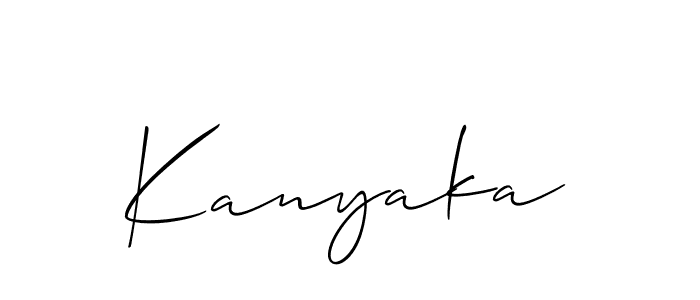 Create a beautiful signature design for name Kanyaka. With this signature (Allison_Script) fonts, you can make a handwritten signature for free. Kanyaka signature style 2 images and pictures png