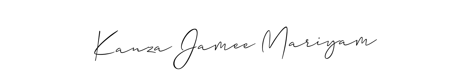 You should practise on your own different ways (Allison_Script) to write your name (Kanza Jamee Mariyam) in signature. don't let someone else do it for you. Kanza Jamee Mariyam signature style 2 images and pictures png