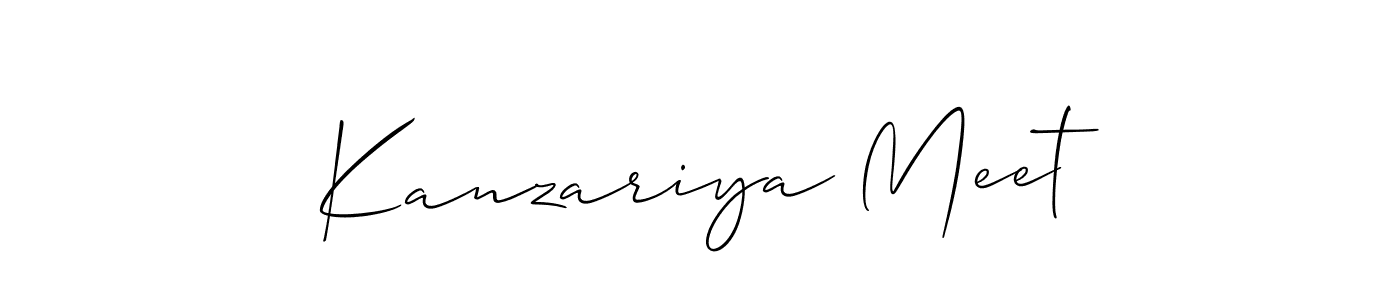 The best way (Allison_Script) to make a short signature is to pick only two or three words in your name. The name Kanzariya Meet include a total of six letters. For converting this name. Kanzariya Meet signature style 2 images and pictures png