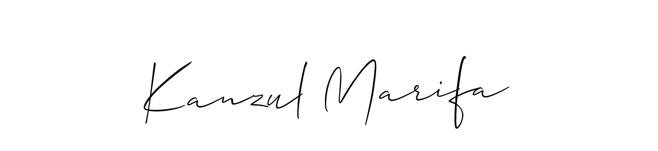 if you are searching for the best signature style for your name Kanzul Marifa. so please give up your signature search. here we have designed multiple signature styles  using Allison_Script. Kanzul Marifa signature style 2 images and pictures png