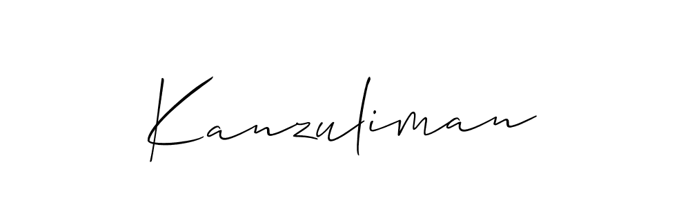 Create a beautiful signature design for name Kanzuliman. With this signature (Allison_Script) fonts, you can make a handwritten signature for free. Kanzuliman signature style 2 images and pictures png