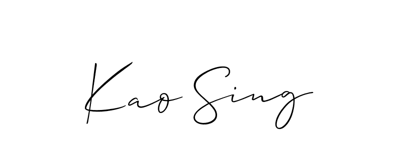 Use a signature maker to create a handwritten signature online. With this signature software, you can design (Allison_Script) your own signature for name Kao Sing. Kao Sing signature style 2 images and pictures png