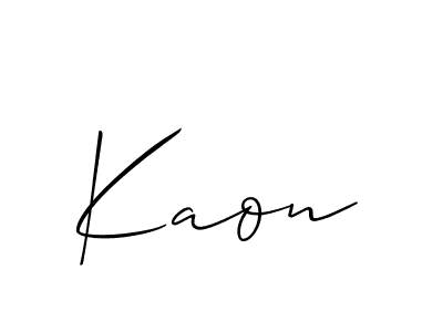 Make a beautiful signature design for name Kaon. With this signature (Allison_Script) style, you can create a handwritten signature for free. Kaon signature style 2 images and pictures png