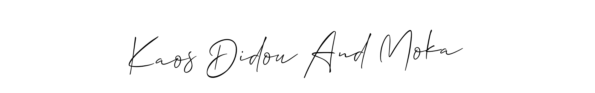 This is the best signature style for the Kaos Didou And Moka name. Also you like these signature font (Allison_Script). Mix name signature. Kaos Didou And Moka signature style 2 images and pictures png
