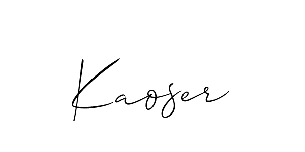 Use a signature maker to create a handwritten signature online. With this signature software, you can design (Allison_Script) your own signature for name Kaoser. Kaoser signature style 2 images and pictures png