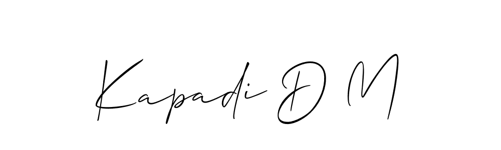 Allison_Script is a professional signature style that is perfect for those who want to add a touch of class to their signature. It is also a great choice for those who want to make their signature more unique. Get Kapadi D M name to fancy signature for free. Kapadi D M signature style 2 images and pictures png
