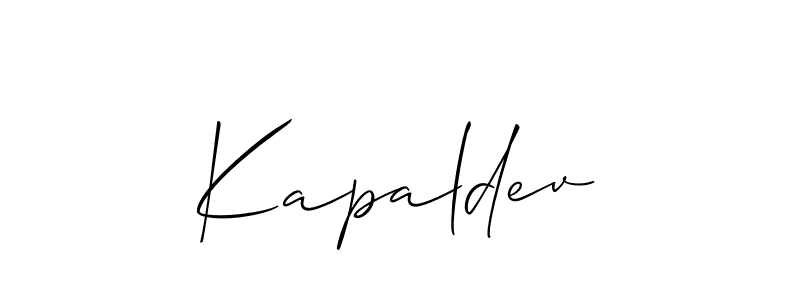 It looks lik you need a new signature style for name Kapaldev. Design unique handwritten (Allison_Script) signature with our free signature maker in just a few clicks. Kapaldev signature style 2 images and pictures png