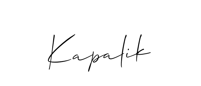 The best way (Allison_Script) to make a short signature is to pick only two or three words in your name. The name Kapalik include a total of six letters. For converting this name. Kapalik signature style 2 images and pictures png