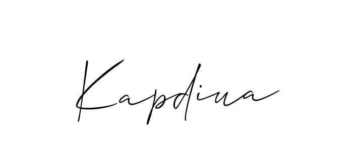 Allison_Script is a professional signature style that is perfect for those who want to add a touch of class to their signature. It is also a great choice for those who want to make their signature more unique. Get Kapdiua name to fancy signature for free. Kapdiua signature style 2 images and pictures png