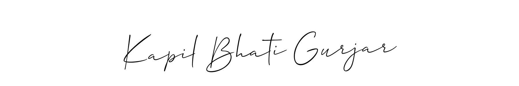 It looks lik you need a new signature style for name Kapil Bhati Gurjar. Design unique handwritten (Allison_Script) signature with our free signature maker in just a few clicks. Kapil Bhati Gurjar signature style 2 images and pictures png