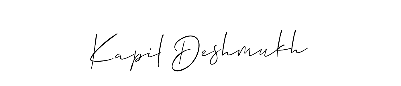 Also You can easily find your signature by using the search form. We will create Kapil Deshmukh name handwritten signature images for you free of cost using Allison_Script sign style. Kapil Deshmukh signature style 2 images and pictures png