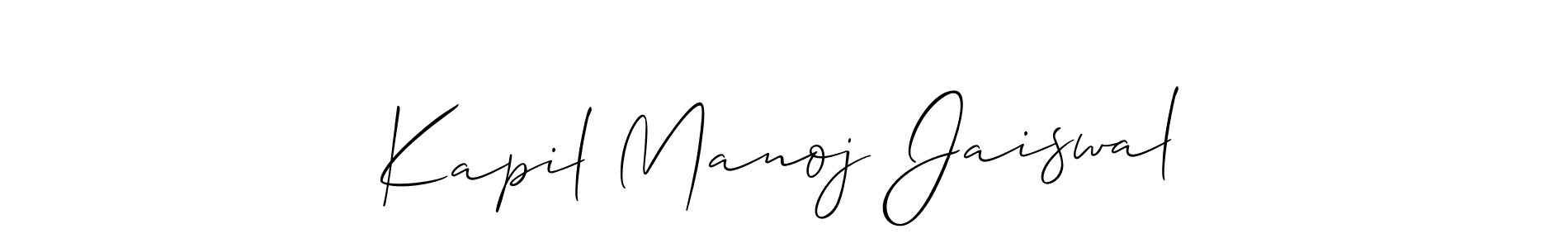 Allison_Script is a professional signature style that is perfect for those who want to add a touch of class to their signature. It is also a great choice for those who want to make their signature more unique. Get Kapil Manoj Jaiswal name to fancy signature for free. Kapil Manoj Jaiswal signature style 2 images and pictures png