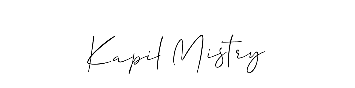 Make a short Kapil Mistry signature style. Manage your documents anywhere anytime using Allison_Script. Create and add eSignatures, submit forms, share and send files easily. Kapil Mistry signature style 2 images and pictures png