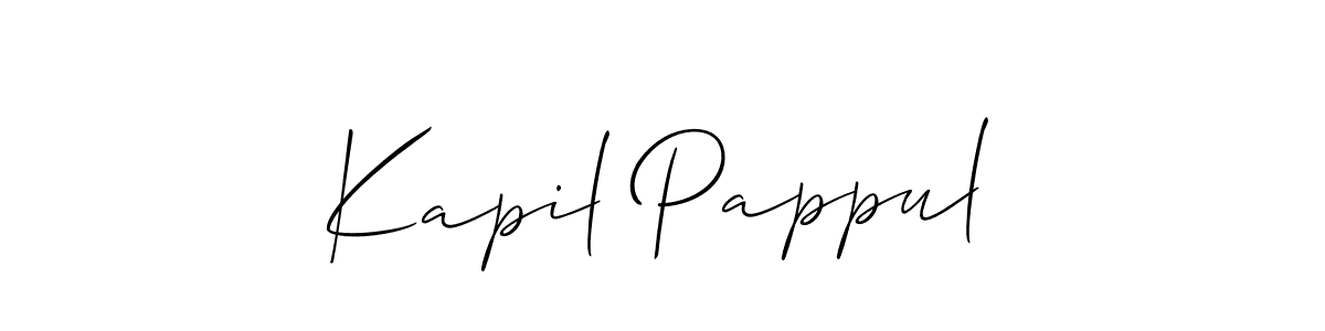 Make a beautiful signature design for name Kapil Pappul. With this signature (Allison_Script) style, you can create a handwritten signature for free. Kapil Pappul signature style 2 images and pictures png