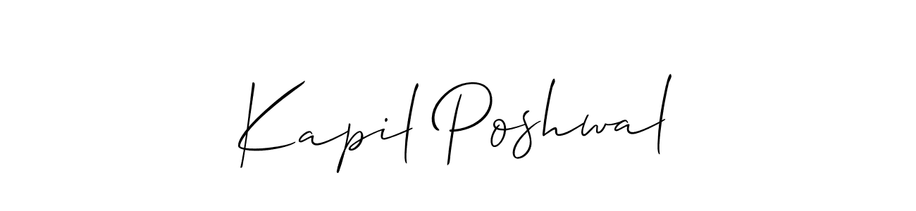 if you are searching for the best signature style for your name Kapil Poshwal. so please give up your signature search. here we have designed multiple signature styles  using Allison_Script. Kapil Poshwal signature style 2 images and pictures png