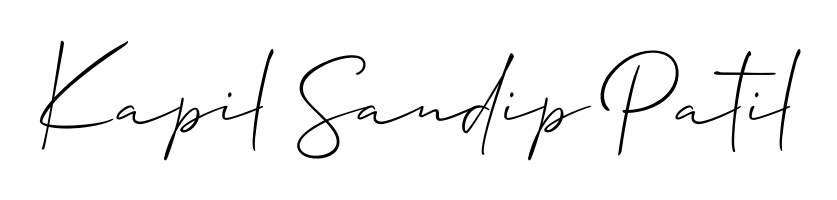 A stylish, flowing autograph style designed for name Kapil Sandip Patil using Allison_Script typography. Perfect for digital creative projects. Kapil Sandip Patil signature style 2 images and pictures png