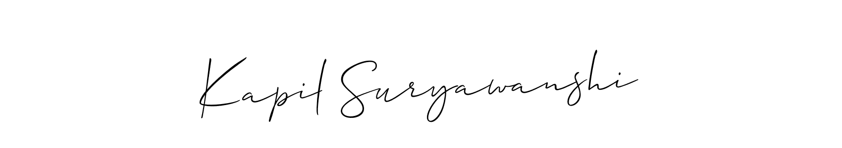 Also we have Kapil Suryawanshi name is the best signature style. Create professional handwritten signature collection using Allison_Script autograph style. Kapil Suryawanshi signature style 2 images and pictures png