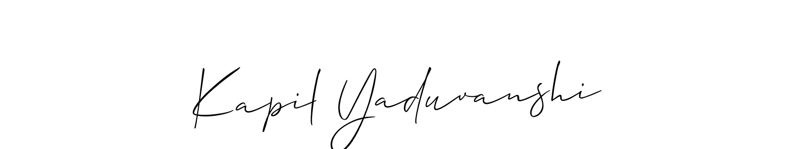 if you are searching for the best signature style for your name Kapil Yaduvanshi. so please give up your signature search. here we have designed multiple signature styles  using Allison_Script. Kapil Yaduvanshi signature style 2 images and pictures png