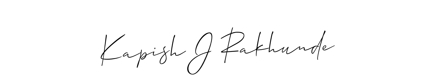 How to make Kapish J Rakhunde signature? Allison_Script is a professional autograph style. Create handwritten signature for Kapish J Rakhunde name. Kapish J Rakhunde signature style 2 images and pictures png