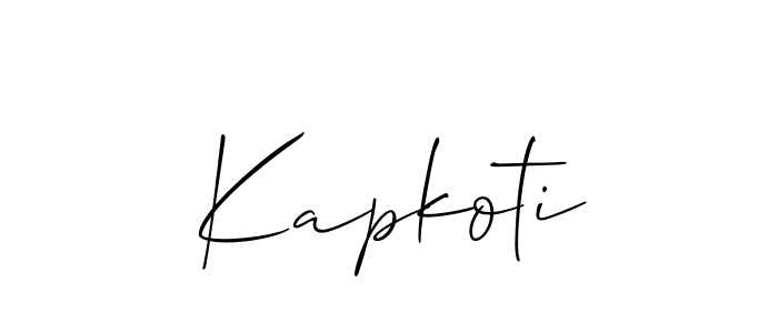Use a signature maker to create a handwritten signature online. With this signature software, you can design (Allison_Script) your own signature for name Kapkoti. Kapkoti signature style 2 images and pictures png