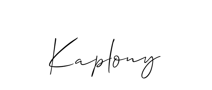 Make a beautiful signature design for name Kaplony. With this signature (Allison_Script) style, you can create a handwritten signature for free. Kaplony signature style 2 images and pictures png