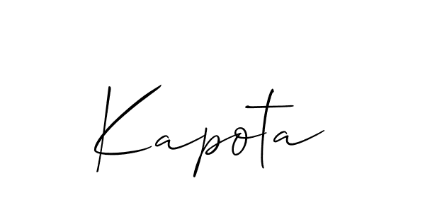 The best way (Allison_Script) to make a short signature is to pick only two or three words in your name. The name Kapota include a total of six letters. For converting this name. Kapota signature style 2 images and pictures png