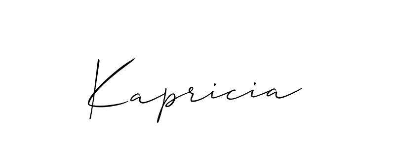 if you are searching for the best signature style for your name Kapricia. so please give up your signature search. here we have designed multiple signature styles  using Allison_Script. Kapricia signature style 2 images and pictures png