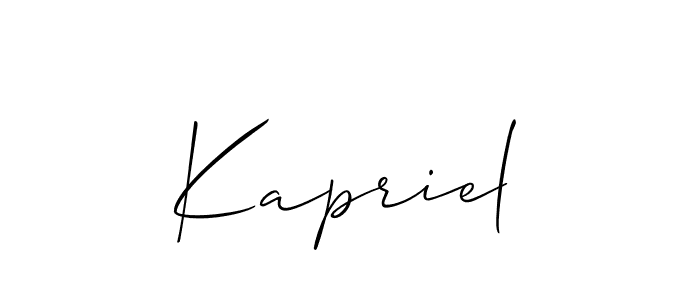 It looks lik you need a new signature style for name Kapriel. Design unique handwritten (Allison_Script) signature with our free signature maker in just a few clicks. Kapriel signature style 2 images and pictures png