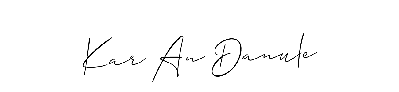 Similarly Allison_Script is the best handwritten signature design. Signature creator online .You can use it as an online autograph creator for name Kar An Danule. Kar An Danule signature style 2 images and pictures png