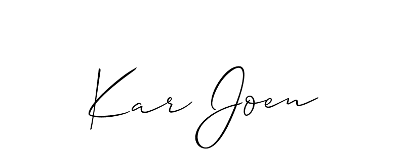 Allison_Script is a professional signature style that is perfect for those who want to add a touch of class to their signature. It is also a great choice for those who want to make their signature more unique. Get Kar Joen name to fancy signature for free. Kar Joen signature style 2 images and pictures png