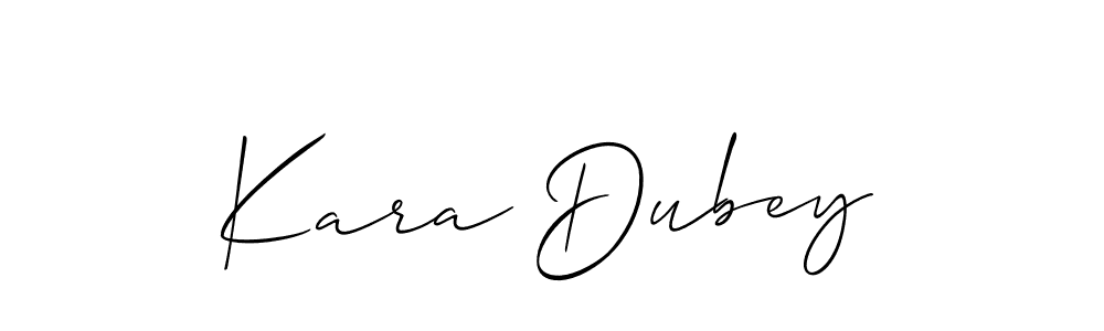 Allison_Script is a professional signature style that is perfect for those who want to add a touch of class to their signature. It is also a great choice for those who want to make their signature more unique. Get Kara Dubey name to fancy signature for free. Kara Dubey signature style 2 images and pictures png