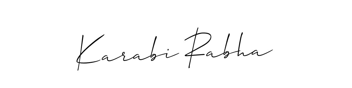 Design your own signature with our free online signature maker. With this signature software, you can create a handwritten (Allison_Script) signature for name Karabi Rabha. Karabi Rabha signature style 2 images and pictures png