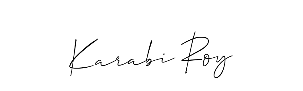 Create a beautiful signature design for name Karabi Roy. With this signature (Allison_Script) fonts, you can make a handwritten signature for free. Karabi Roy signature style 2 images and pictures png