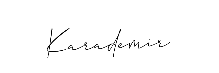 The best way (Allison_Script) to make a short signature is to pick only two or three words in your name. The name Karademir include a total of six letters. For converting this name. Karademir signature style 2 images and pictures png