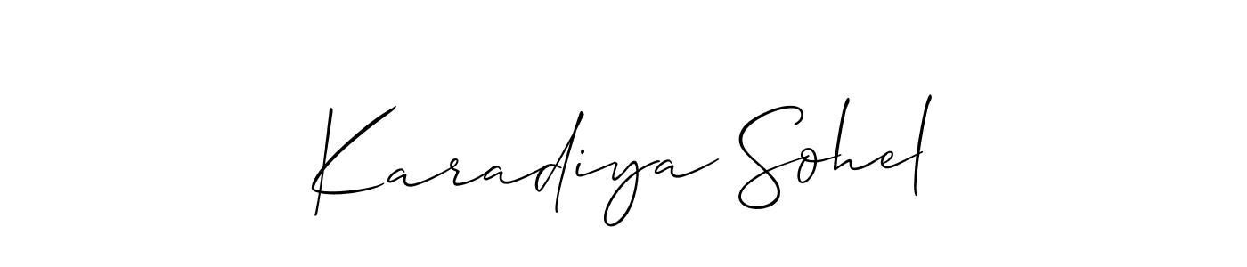 Create a beautiful signature design for name Karadiya Sohel. With this signature (Allison_Script) fonts, you can make a handwritten signature for free. Karadiya Sohel signature style 2 images and pictures png