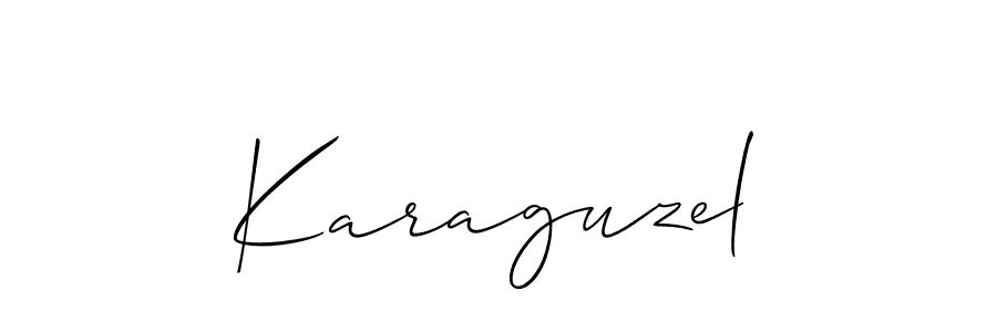 Make a beautiful signature design for name Karaguzel. With this signature (Allison_Script) style, you can create a handwritten signature for free. Karaguzel signature style 2 images and pictures png