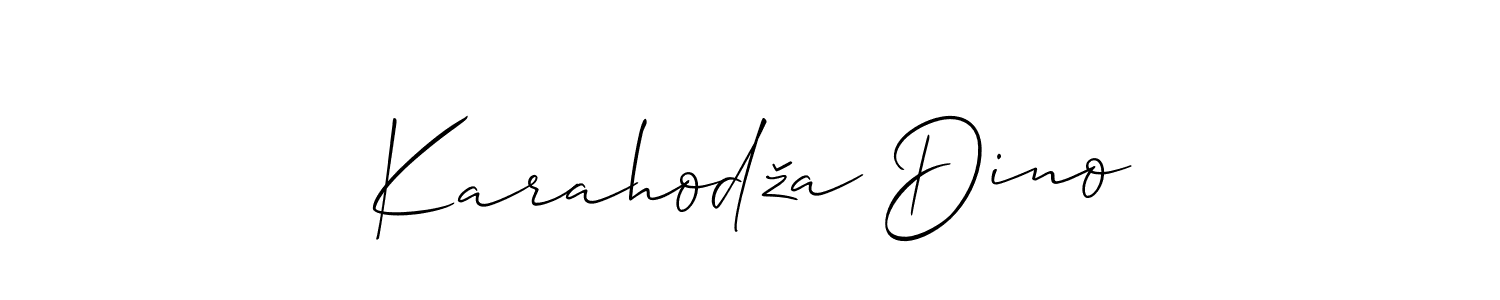 Use a signature maker to create a handwritten signature online. With this signature software, you can design (Allison_Script) your own signature for name Karahodža Dino. Karahodža Dino signature style 2 images and pictures png