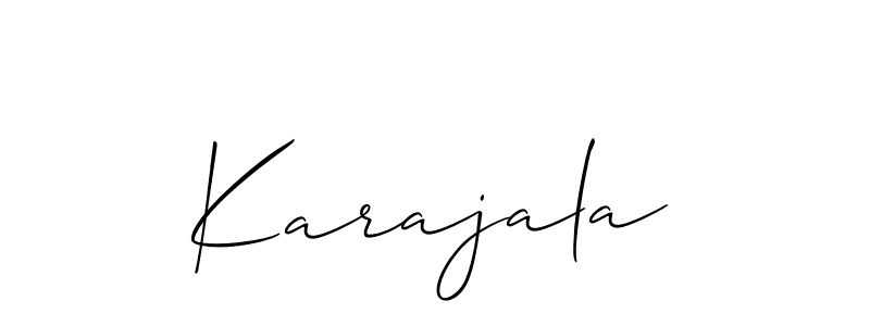 Use a signature maker to create a handwritten signature online. With this signature software, you can design (Allison_Script) your own signature for name Karajala. Karajala signature style 2 images and pictures png