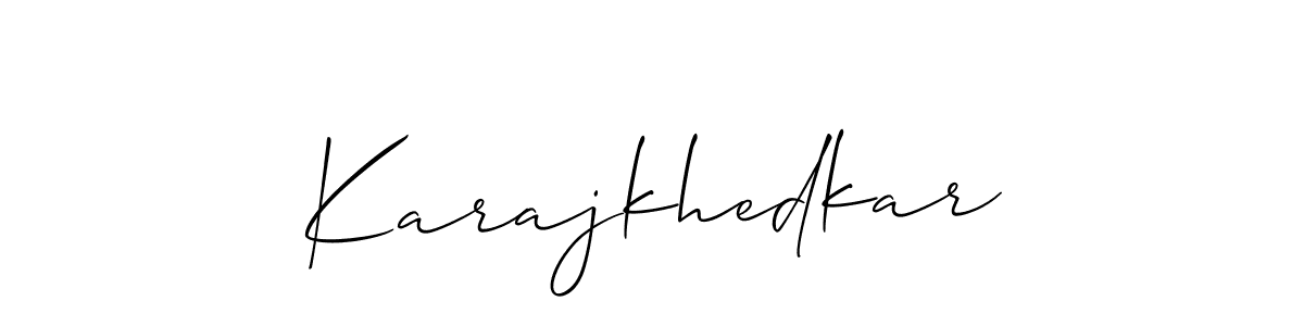 Use a signature maker to create a handwritten signature online. With this signature software, you can design (Allison_Script) your own signature for name Karajkhedkar. Karajkhedkar signature style 2 images and pictures png