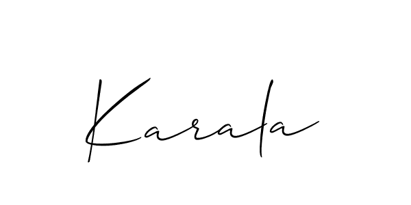 The best way (Allison_Script) to make a short signature is to pick only two or three words in your name. The name Karala include a total of six letters. For converting this name. Karala signature style 2 images and pictures png